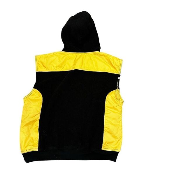 Vtg Wilson Fleece Hooded Best Nylon Yellow Black Colorblock Sz Large Pullover - Picture 3 of 10